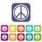 Sign hippie peace icons set