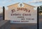 Sign for historic Saint Joseph Catholic Church in Fort Davis, Texas.