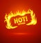 Sign hot offer with burning fire