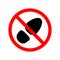 Sign, icon prohibiting walking in dirty street shoes. Red insignia with black sole or grange foot. Vector illustration eps10