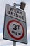 Sign indicating weak bridge with 3 tonne limit Birkenhead January 2020