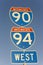 Sign of Interstate 90 and 94