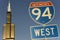 Sign of Interstate 90 and 94