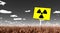 Sign in landscape warning of radioactive contamination