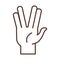 Sign language gesture human hand salute vulcan, line icon