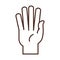 Sign language hand gesture showing five finger, line icon