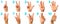 Sign language numbers 1-10 for the deaf . American Sign Language ASL. Hand gesture numbers on a white