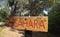 A sign leading to Sahara beach in Rab island. Rab island - touristic destination in Croatia