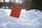 Sign made by children warning about existence of a snow fort