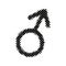 Sign of Mars, gender halftone icon. Dotted grunge male symbol of ink spots. Textured design element. Vector