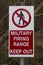 Sign Military Firing Range Keep Out