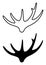 Sign of a moose horn. Linear and silhouette. Vector image