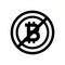 Sign no bitcoin on white background. suspended trading.