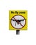 Sign No fly zone prohibiting the flight of drones. Yellow prohibition sign with crossed out silhouette of a flying aircraft drone