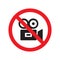 Sign no video recording prohibited. Vector illustration