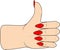 Sign okay finger up cool emogi vector illustration sticker red nails hand woman