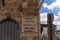 Sign on the old building wall with the name of Greek Catholic Patriarchate Street in Jerusalem