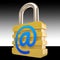 At Sign Padlock Shows Private Mail Secured