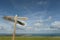 Sign on path above Old Harry Rocks on Dorset coast