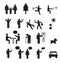 Sign of people life set.family group, work human pictograms