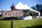 Sign points the way to the wedding tent