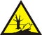 Sign of poisonous in yellow triangle. Harmful chemicals. Dead fish.