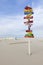 Sign post at the beach of Berck-Plage, France