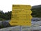 Sign post at Berlin high path, Zillertal Alps in Tyrol, Austria