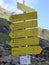 Sign post Stubai high-altitude hiking trail, lap 6 in Tyrol, Austria