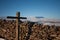 Sign post for walkers in Ingleborough with the mountain in the background