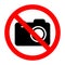 Sign prohibited camera on white background