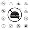sign prohibited fast food icon. Detailed set of Warning signs icons. Premium quality graphic design sign. One of the collection ic