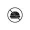 sign prohibited fast food icon. Element of danger signs icon. Premium quality graphic design icon. Signs and symbols collection ic