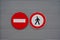 Sign prohibiting pedestrian access