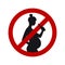 Sign of the prohibition of alcohol during pregnancy, black female silhouette of a pregnant woman with a bottle in her