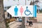 Sign of public toilets mam lady and handicapped