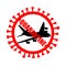 Sign quarantine, closure of the borders of countries due to the coronavirus COVID-19. A stop sign on an airplane, flights