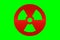 Sign of radiation on a green background