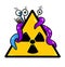 Sign radiation monster mutation cartoon illustration