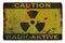 SIGN RADIATION, an old rusty sign reading: caution radioactive