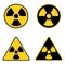Sign of radiation. Round and triangular realistic radiation sign. Vector, cartoon illustration of a radiation sign