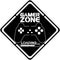 Sign reading 'Gamer Zone' with a traditional video game controller below the text