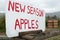 Sign for roadside apple sales