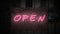 The sign that says `open` lights up in neon and goes out.Concept: shelter for tourists, overnight accommodation in bad weather and
