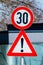 Sign speed 30 warning