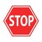 Sign stop blocking red on white icon, stock vector illustration
