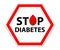 Sign Stop Diabetes with a drop of blood isolated on a white background. Medical hexagonal symbol. Vector