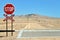 Sign stop on the rail crossing, Namibia, Africa