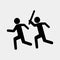 Sign stop violence. One symbolically man runs after another with a stick for the purpose of attack. Flat design