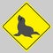 The sign and symbol indicates the area of the seal isolated on yellow background